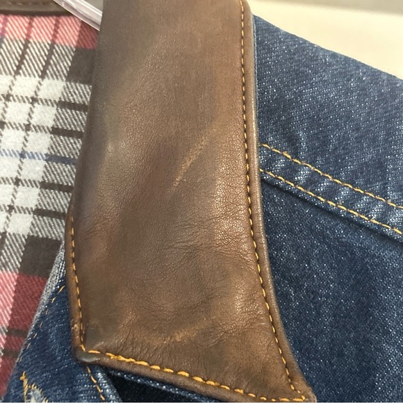 Marlboro Country store Men's Blue Denim Jacket with Brown leather Collar size M - Picture 6 of 8